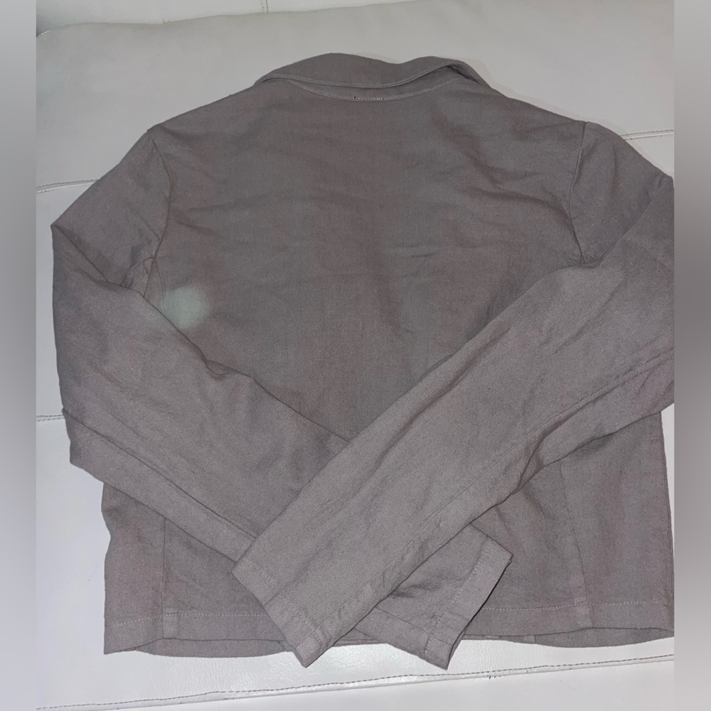 NWT BOBI linen pull on pants and cropped jacket coord set in gray lead Small - Picture 5 of 13